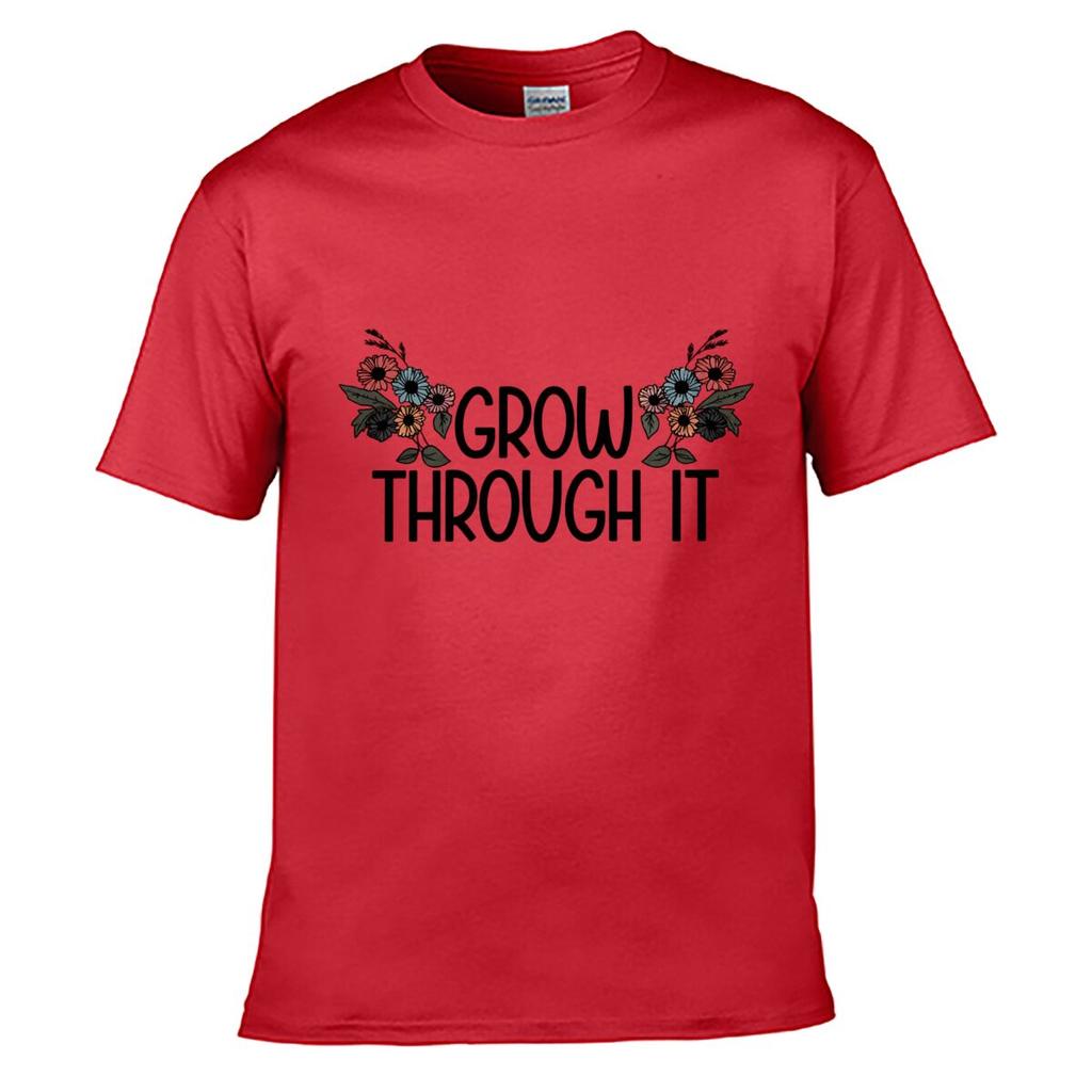 Grow Through It Floral Flower Bouquet Inspirational Graphic Unisex Summer Tshirt Top
