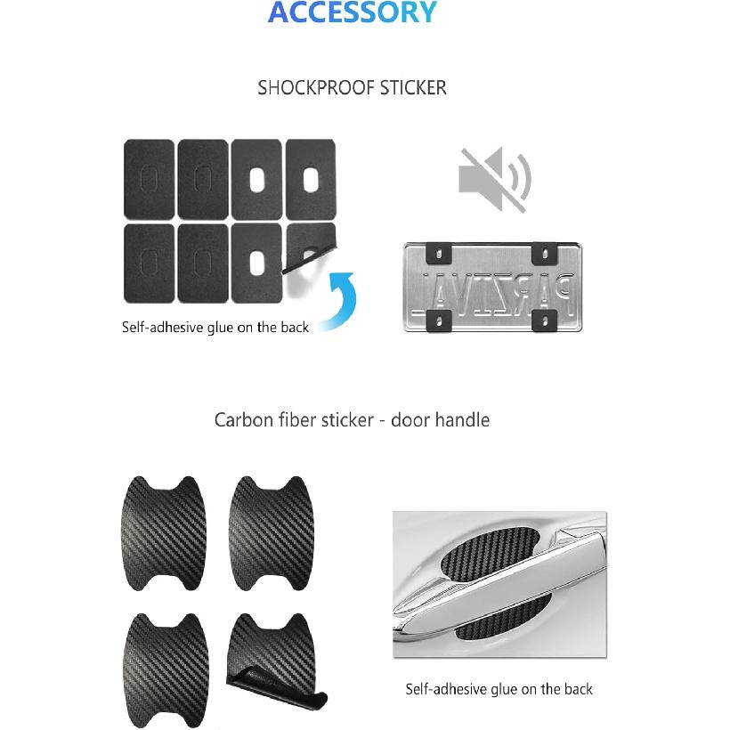 Рамки номерного знака из углеродного волокна - Алюминиевые передние и задние держатели для автомобильных номеров с черным карбоновым рисунком, 2 шт. с крепежным оборудованием, винтами, заглушками,