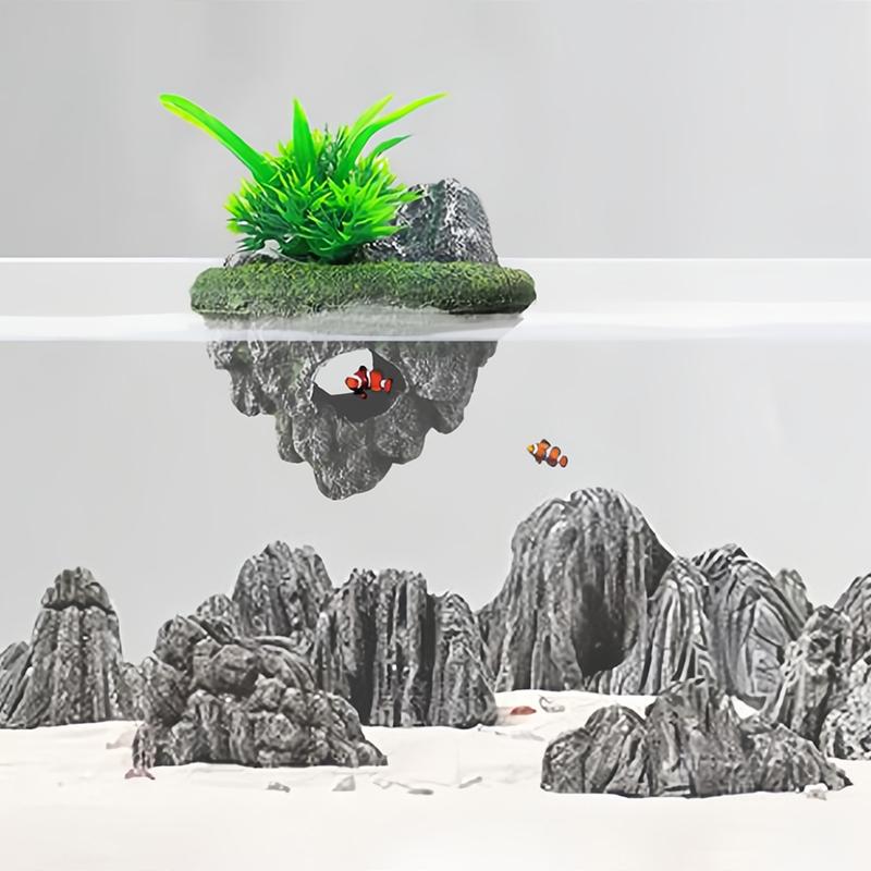 Подвесной островной аквариум Декоративный креативный плавающий камень Моделирование растений Пещеры Изделия ручной работы Украшения Аксессуары для аквариума