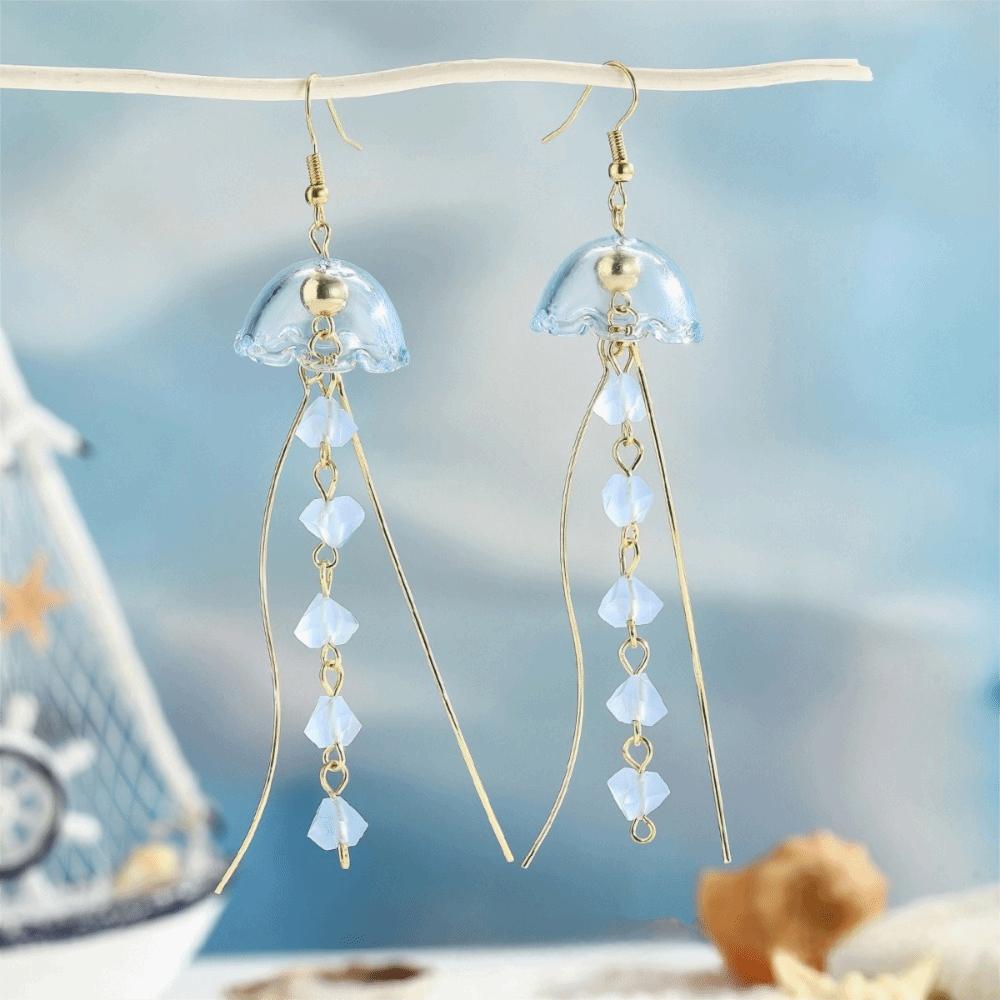 1Pair Dreamy Long Pendant Earrings Elegant Earrings Jellyfish Tassel Earrings  Jewelry Accessories