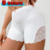 5 Colors Sexy Lace Edge Ladies Ice Silk Solid Color Smooth Boxer Pants Seamless Elastic Large Size Women's Anti-skid Safety Pants