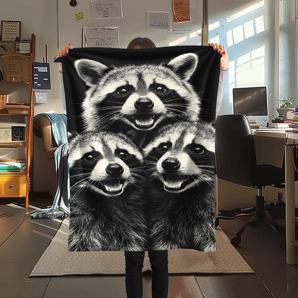 1PC Small animals gather Print FlAannel Blanket, High quality Comfortable for All Seasons, Home Decor, Warmth and Comfort
