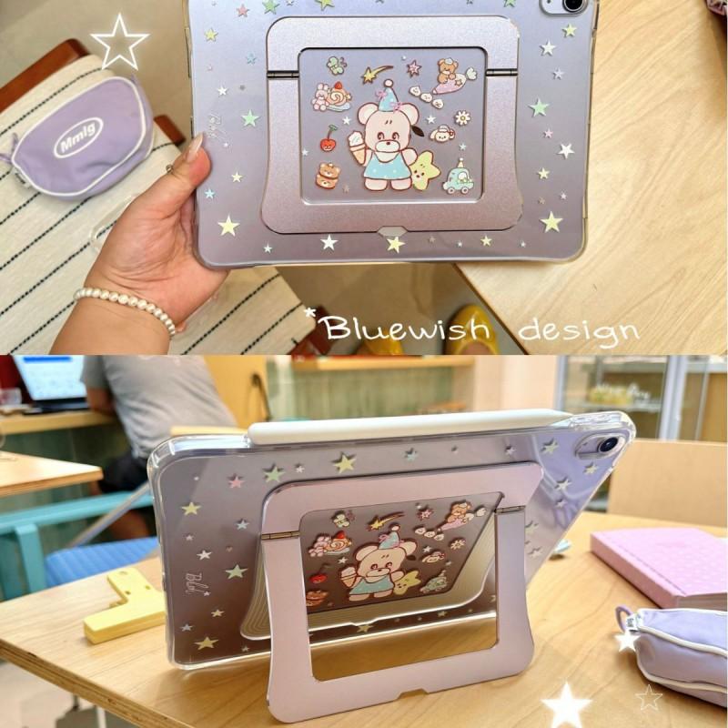 Cartoon Bear Shockproof Case With Stand IPad Mini 7/6 Air 6/7/8 Pro 11/13 Inch 2024-2025 Models Sleep Wake Support
