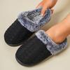 Fashion Comfort Knitted Cotton Slippers for Women Faux Fur Warm Home Plush Slippers Woman Winter Light Non Slip Cotton Slides Female