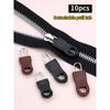 10pcs Replacement Zipper Head Tool-free Removable Zipper Puller for Luggage Schoolbag End Fit Rope Tag Clothing