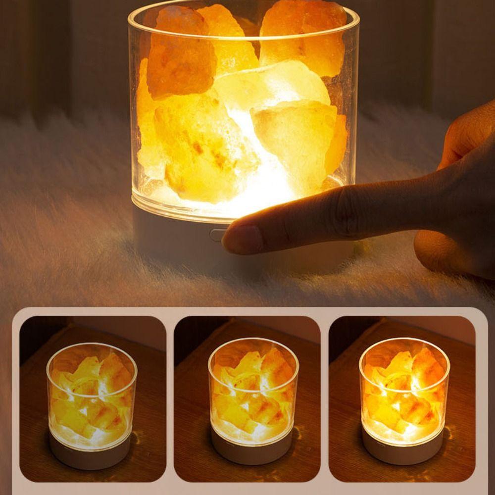 Natural Crystal Salt Lamp 7 Color Lights Table Lava Lamp Decorative Fixture LED Table Light  Desk