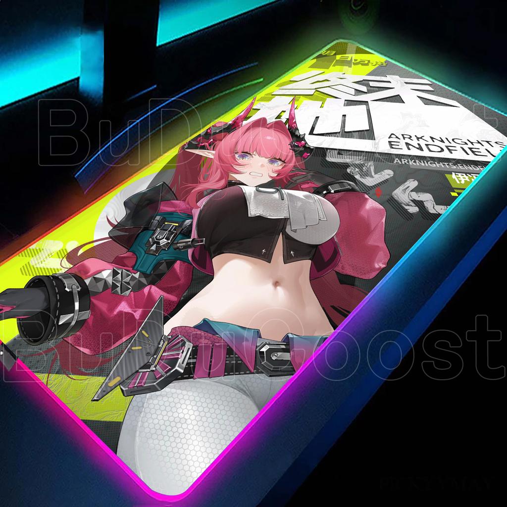 RGB LED Светящаяся коврик для мыши Arknights Endfield Yvonne Клавиатурный коврик Крутой HD Печать deskmat Органайзеры для стола Аксессуары для ПК-гейминга