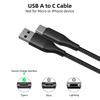 Câble USB-C - E.F.CONNECTION - Lot de 3 - Charge Rapide 3A - Nylon Tressé - 1M - Noir