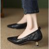 Модный дизайнер Офисная леди Элегантные туфли-лодочки Женские туфли с острым носком на среднем каблуке 2025 Новые Кожа Ретро Танцевальная вечеринка Туфли на низком каблуке
