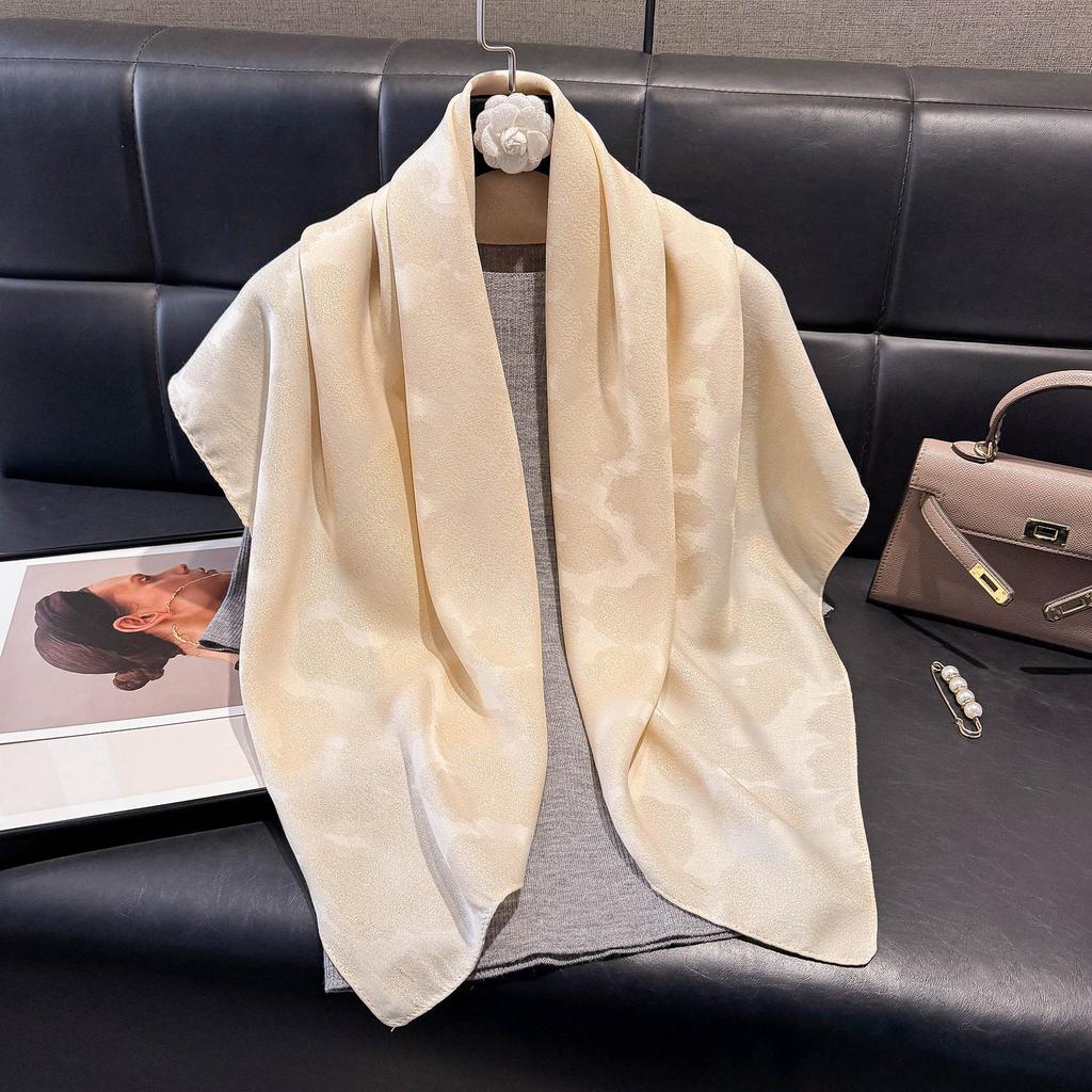 Elegant Cotton And Linen 90 Square Scarves For Women, Middle East, Central Asia Head Scarves, Versatile Finale Silk Scarves, Fashionable And Versatile