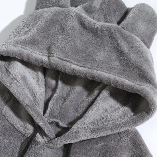 Зимняя мужская толстовка с капюшоном с декором в виде мультяшных ушей, двухсторонний бархат с большим передним карманом, свободная длинная