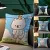 Cute Restrained Animal Anime Kwaii Pillow Case Anti-dustmite Pillowcase Invisible Zipper Silky Short Plush Sofa Cushion Cover
