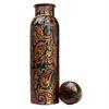 Copper Water Bottle, 1000ml, Set of 1, Green Print