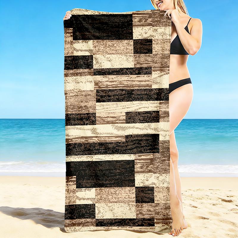 1Pc Abstract Geometric Beach Towel, Quick Dry, Multi-Use for Beach Pool Gym Yoga Home Travel, Christmas, Halloween, Xmas Gift M92822