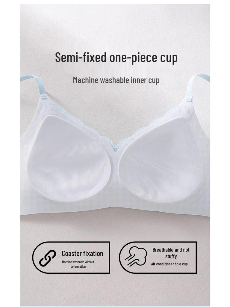 Женский бесшовный охлаждающий кружевной бюстгальтер пуш-ап - Поддерживающий, без косточек, тонкий, удобный и дышащий для лета.