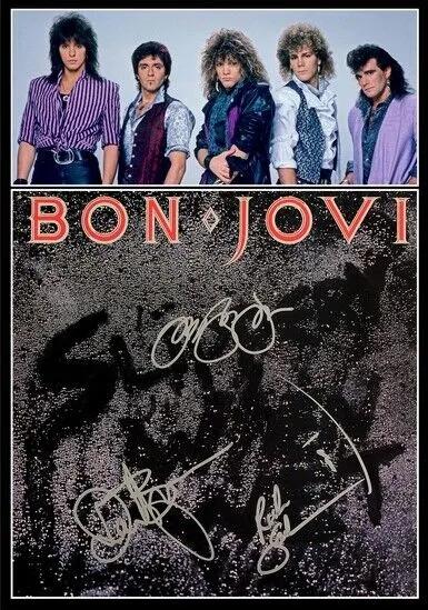 Bon Jovi - Signed Lp Cover - Slippery When Wet - High Gloss - Photo Quality