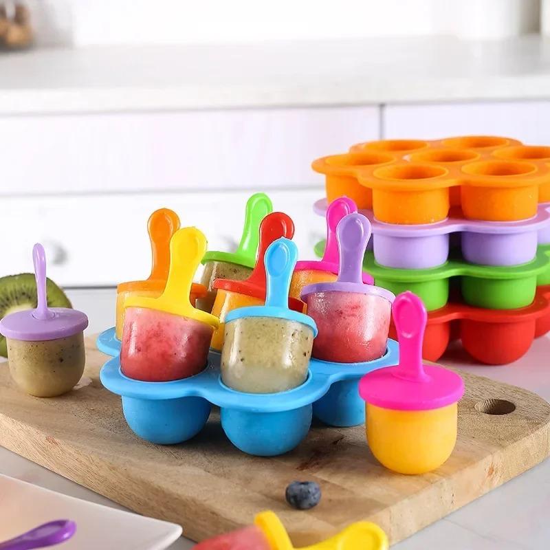 7 отверстий DIY мороженое, силиконовая форма, шарики для мороженого, формы для фруктового мороженого, детские фруктовые коктейли, аксессуары для дома и кухни, инструмент
