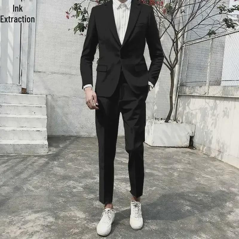 Мужские костюмы-тройки: Повседневный, тонкий, профессиональный, корейский деловой стиль для молодых студентов