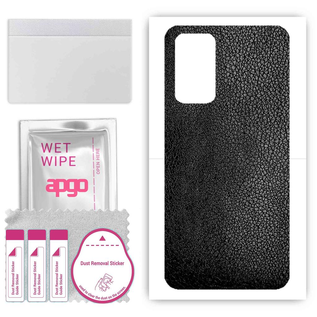 apgo Protective Skin Sticker for the Back Compatible with Xiaomi Redmi Note 11T, Wrap Film, Foil, Vinyl - Pattern Black Leather