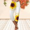 Длинные брюки, летние короткие леггинсы, короткие обтягивающие брюки, леггинсы больших размеров, женские облегающие длинные брюки с принтом 3D-подсолнухов