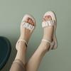 Summer Women's One-word Sandals Casual Non-slip Platform Sandals Buckle New Rear Empty Comfortable Soft-soled Women's Sandals