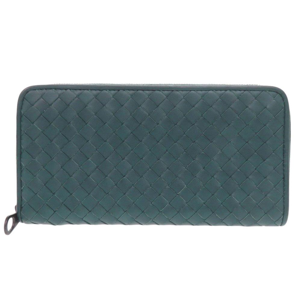 Used AUTHENTIC BOTTEGAVENETA Zip Around Intrecciato long wallet blue Leather