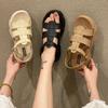 Roman Sandals Women's Summer New Fashion Casual One-character Thick-soled Sandals College Style One-button Sports Sandals