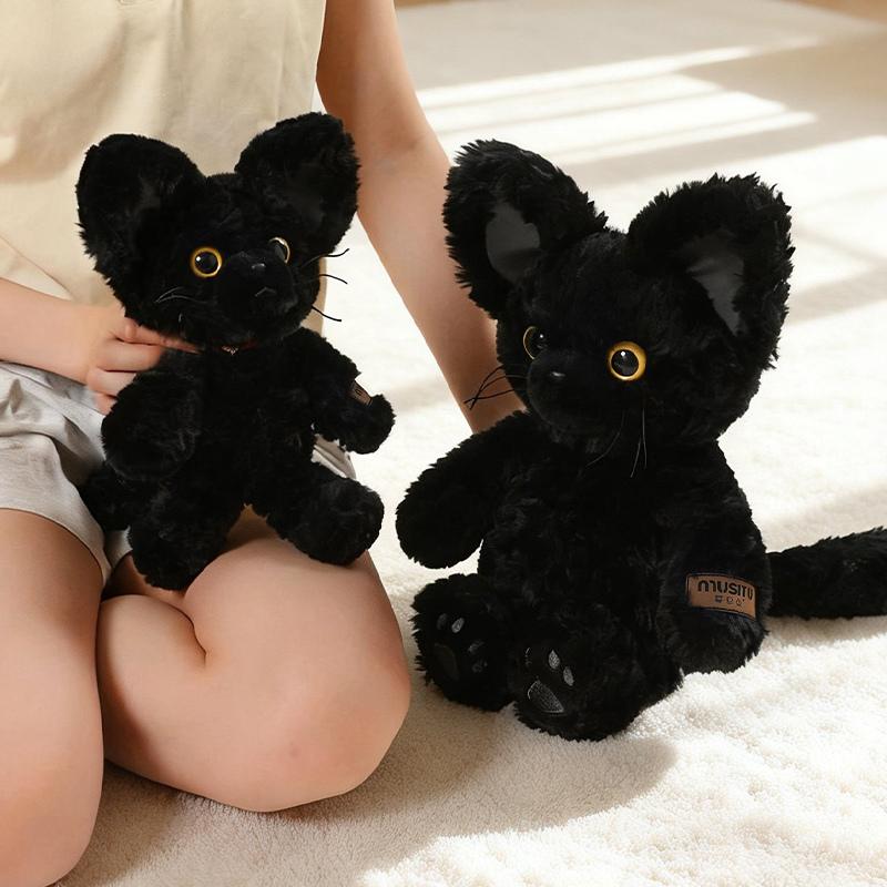 25 см 40 см Сидячие Черные Кошки Мягкие Плюшевые Игрушки Желтые Глаза Кошки Набитые Плюшевые Животные Куклы-Компаньоны Для Детей Подарки