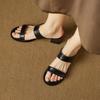 Krazing Pot Mules Cow Skin Thick Heels Peep Toe Street Wear Summer Size 42 Concise Style Elegant Women Sandals