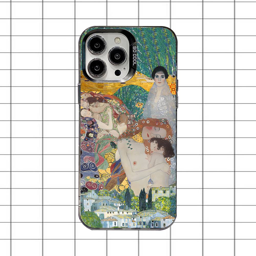 Чехол для телефона с картинами Густава Климта Искусство Для iPhone 17,16,15,14,13,12,11,8,7,Pro,Max,Plus,Mini,XS,SE Противоударный Черный Матовый Жесткий
