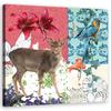 Canvas Print Deer Parrot Flamingo Collage