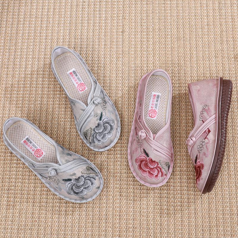 Новые старые пекинские туфли из ткани женские ретро этнические туфли с вышивкой удобные мягкие подошвы женские одинарные туфли модные национальные туфли для мам