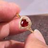 Red Love CZ Women Rings Gold Color for Wedding Engagement Heart Rings Anniversary Gift Elegant Ladies Jewelry Wholesale