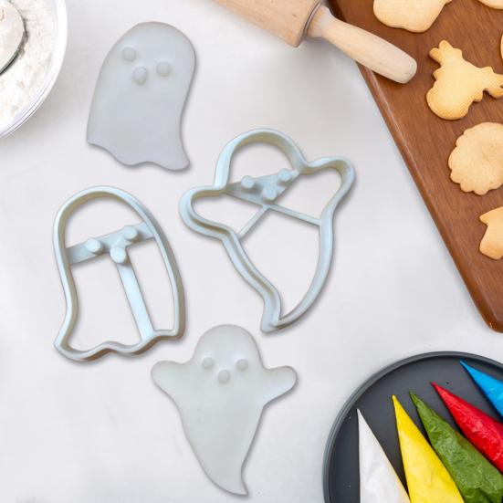 2Pcs Halloween Ghost Cookie Cutters Food-Grade Easy To Use for Biscuits Soft Candies Cake Decoration Happy Halloween Fun Gifts