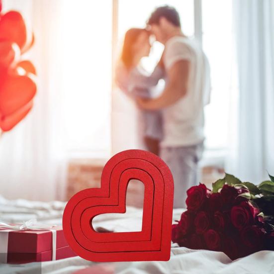 1 комплект украшений в виде сердечек ко Дню святого Валентина, сделай сам, съемная деревянная фигурка в форме красного сердца, статуэтка, скульптура, украшение для домашнего офиса и рабочего стола