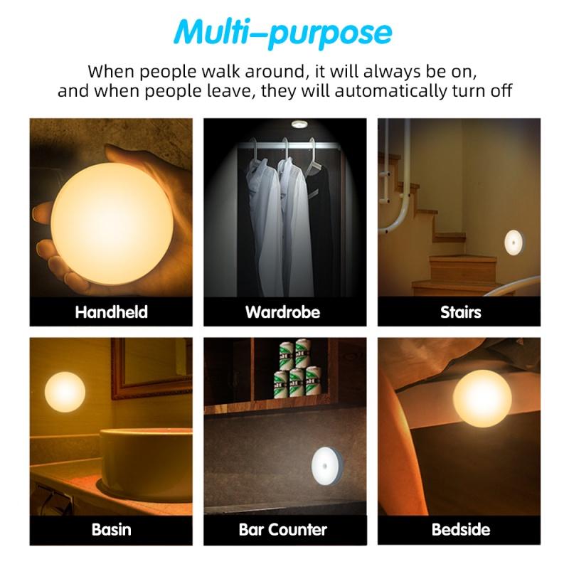 Перезаряжаемый светодиодный датчик движения, ночник, USB-датчик, светодиодный ночник, беспроводная энергосберегающая светодиодная индукционная лампа для дома