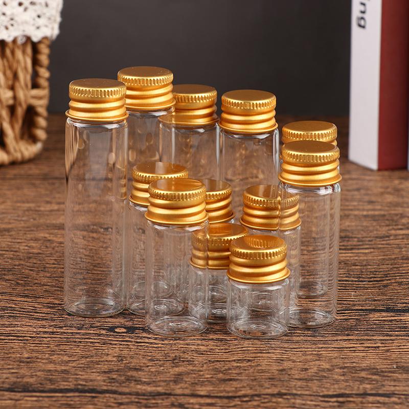 10Pcs 5/7/10/14/18/20Ml Glass Bottle Tiny Glass Jar Sealed Bottle Wishing Bottle