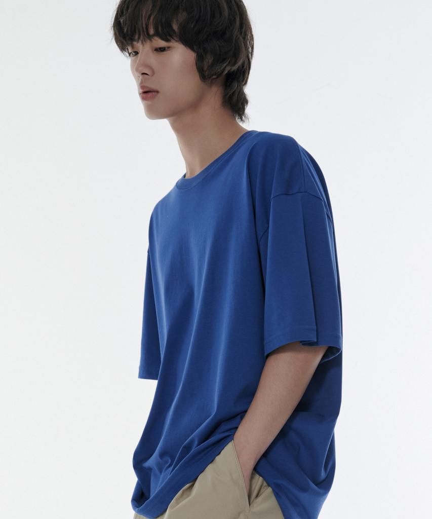 MUSINSA STANDARD [Cooltandard] Oversized Crew Neck T-Shirt [Blue]