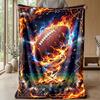 Flaming Football Player Theme blanket Lightweight Warm Flannel Blanket Decorative Throw Blanket for Home Decoration