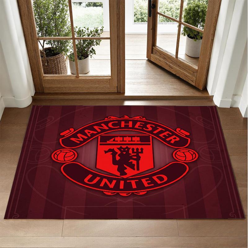Manchester United Design Crystal Velvet Rug Soft Decorative Mat for Bedroom Entrance