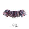 2025 Spring Women's European & American Style Layered Organza Print Off-Shoulder Top