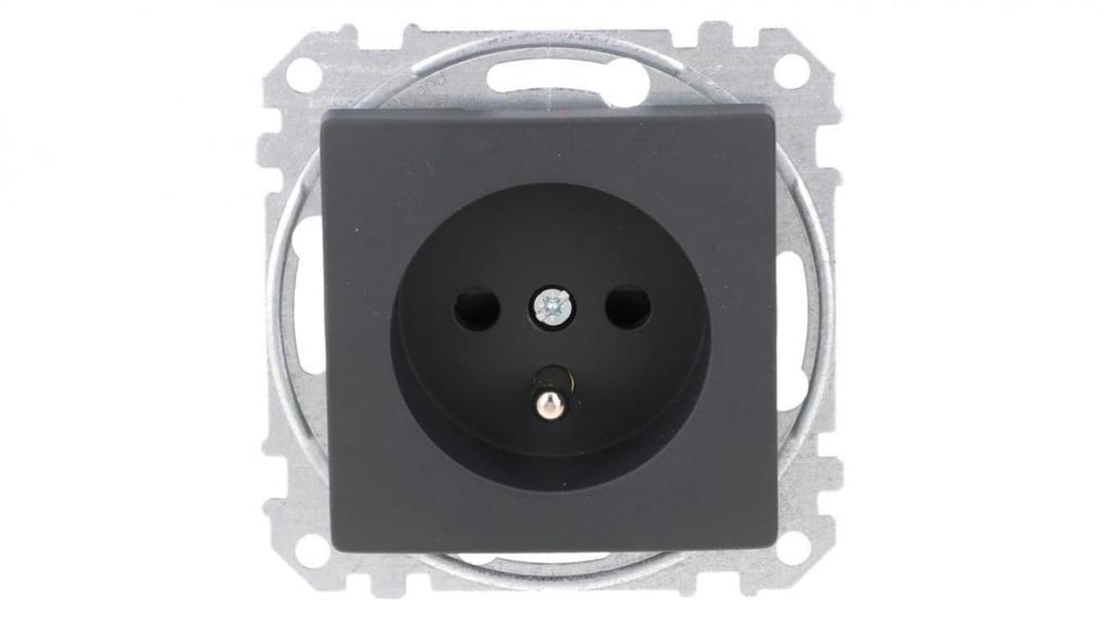Power Socket 2P+Pe With Track Switches Pr Terminals Without , Black Anthracite, Sedna Design I Elements Sdd114012