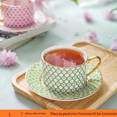 Семицветный позолоченный костяной фарфор Набор чашек для чая и кофе с блюдцами