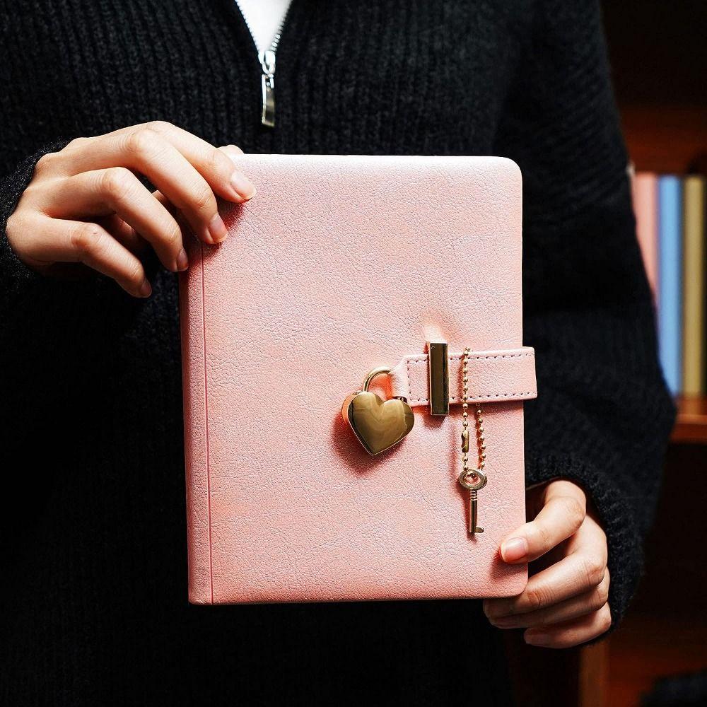 PU кожаный персональный планировщик блокнот B6 с подкладкой дорожный дневник в форме сердца с замком журнал для женщин