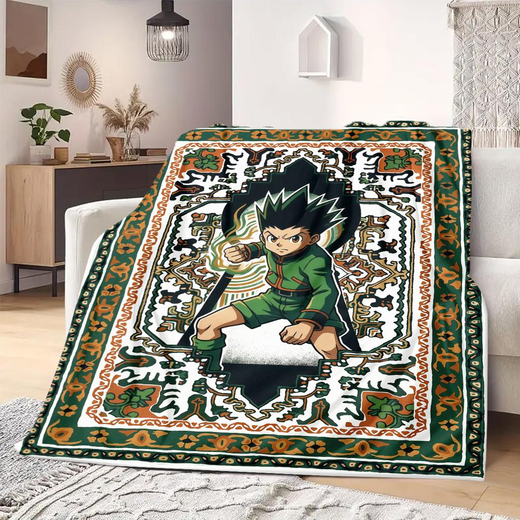 Hunter Anime Print Blanket Warm  Comfortable Flannel Blanket Suitable for Bedrooms, Sofas, Beds, Chairs, Picnics, Travel