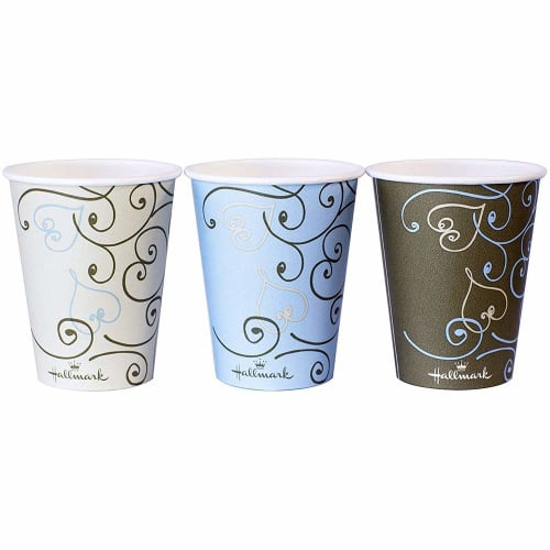 Sunnap Paper Cups, 280ml, 150 count (3 packs of 50), Assorted Disposable Cups, Large Size, AC2850HT