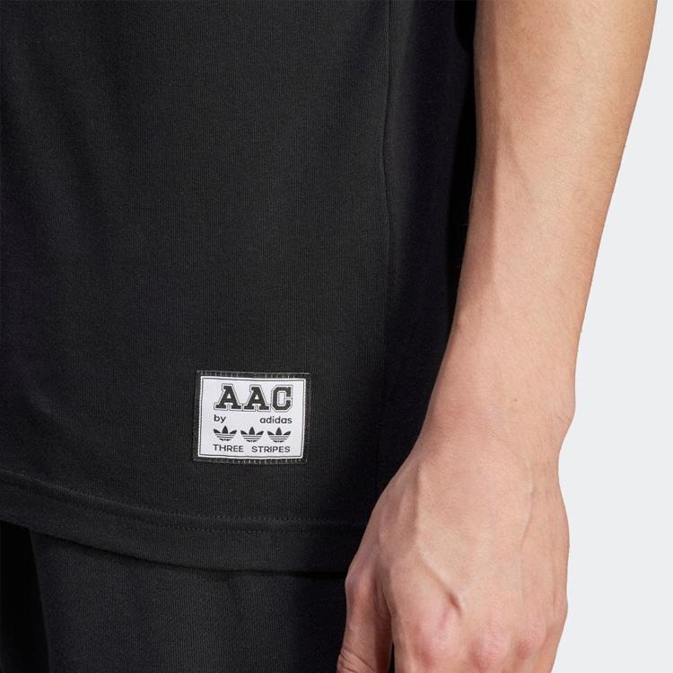 adidas Футболка с коротким рукавом и круглым вырезом с принтом алфавита Originals, мужские топы, черные HZ0711
