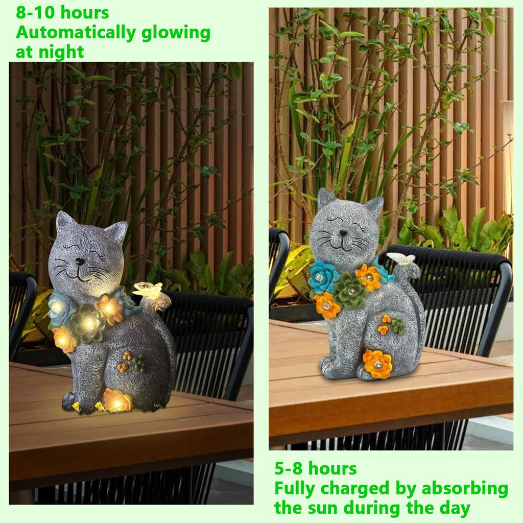 Солнечные украшения в виде кошек, Животные светящиеся украшения, Садовые украшения из смолы для виллы