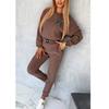 2024 European/American Autumn/Winter Women's Solid Color Crew Neck Pullover and Long Pants Casual Set
