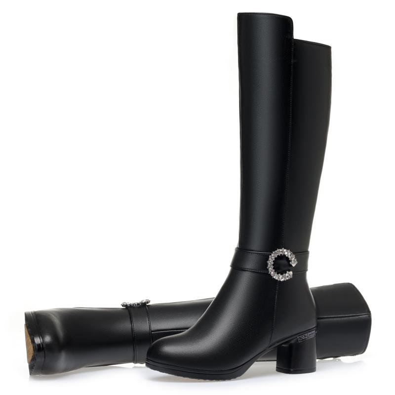 Высокие сапоги, женские зимние шерстяные теплые рыцарские сапоги из натуральной кожи, женские высокие сапоги для весны и осени в британском стиле